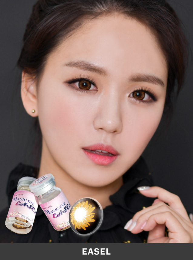 [𝗚𝗶𝗮̃𝗻 𝗧𝗿𝗼̀𝗻𝗴 𝗟𝗼̛́𝗻] Lens Cận 1 Năm Màu Vàng Đen Easel ANN365 Hàn Quốc (1 cặp)