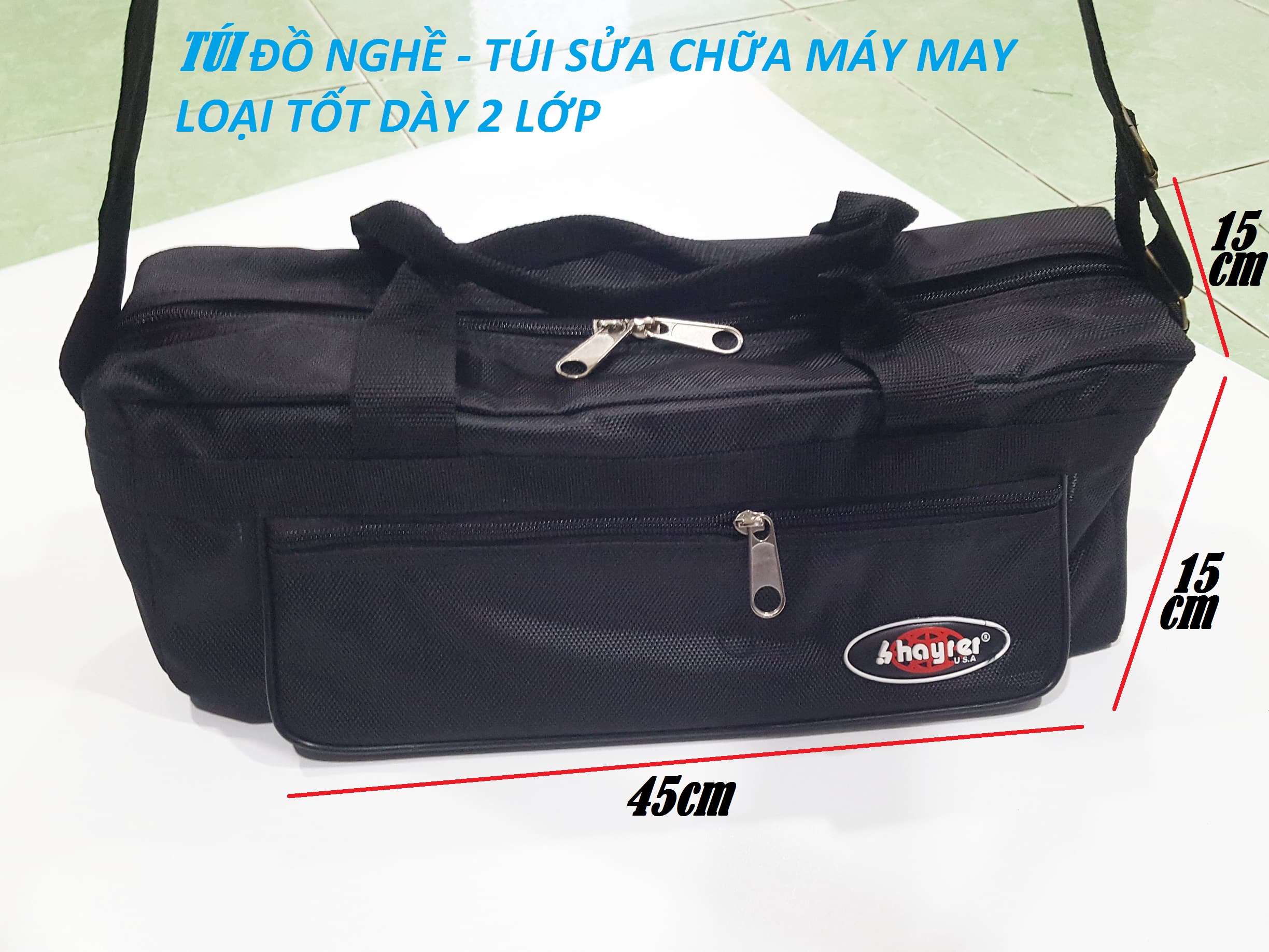 Túi đồ nghề - túi đựng dụng cụ máy may loại tốt dày 2 lớp màu đen