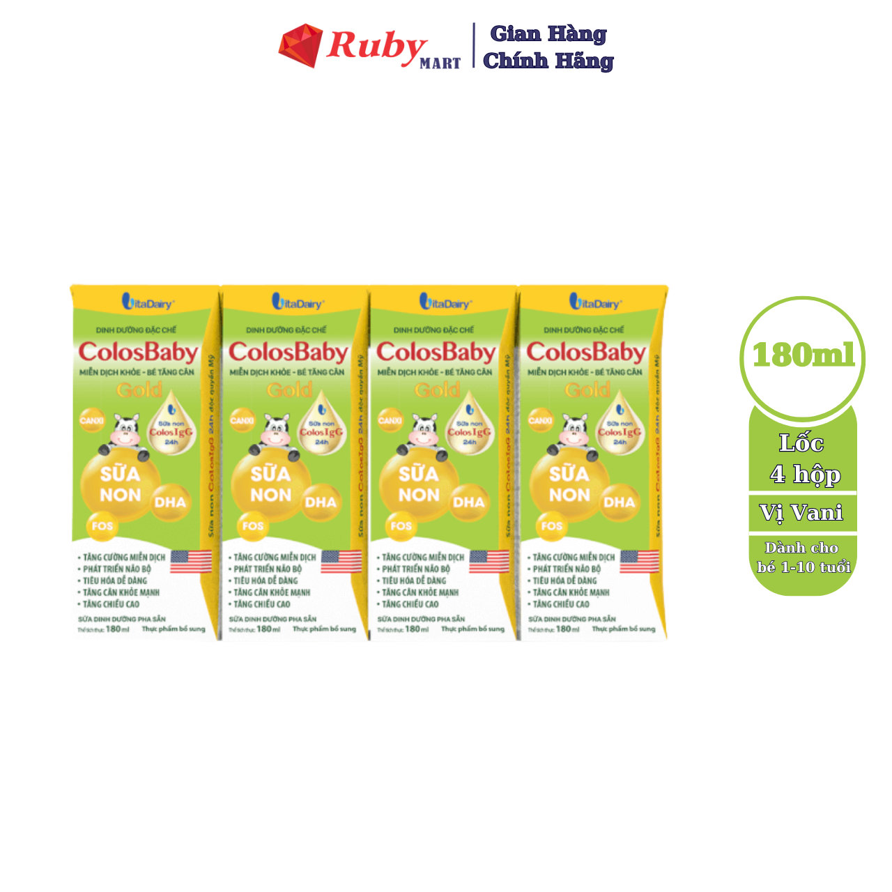 Sữa bột Pha Sẵn Vitadairy ColosBaby Gold 180ml