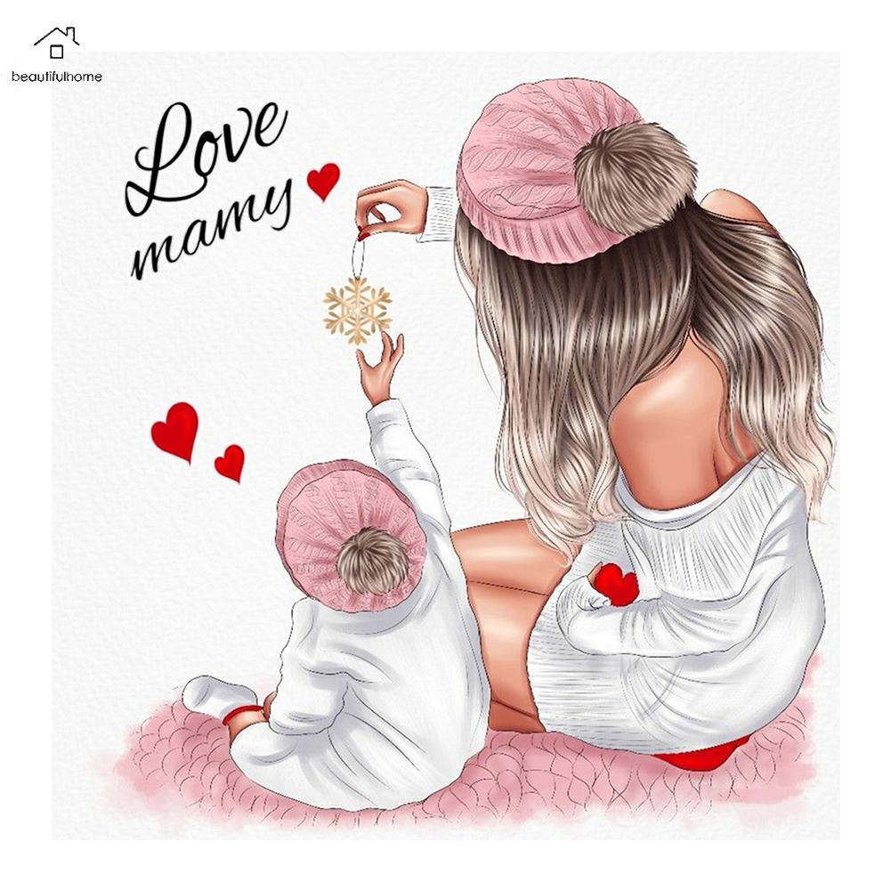 [Beautifulhome] Bộ Tranh Đính Đá 5D Tự Làm Love Mommy, Nghệ Thuật Treo Tường Nhà Tròn Đầy Đủ Món Quà Handmade, Trang Trí Nội Thất