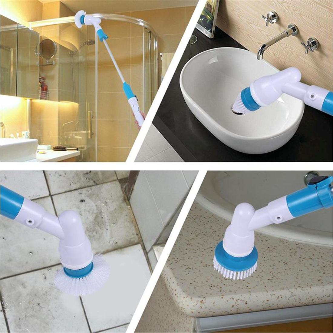 Thiết Bị Vệ Sinh Phòng Tắm Nhà Bếp, Chổi Điện Đa Năng Chà Vết Bẩn 360 Độ, Tặng Kèm 3 Đầu Chổi Khác Nhau Cọ Sạch Vết Bẩn Cứng Đầu