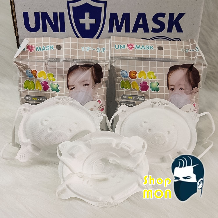 KHẨU TRANG EM BÉ GẤU 3D UNI MASK ''Set 3cái'' hàng chính hãng Unimask