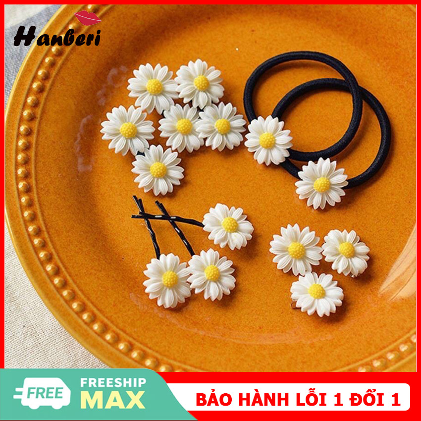 Dây cột tóc, kẹp tóc hoa cúc xinh xắn-Hanberi