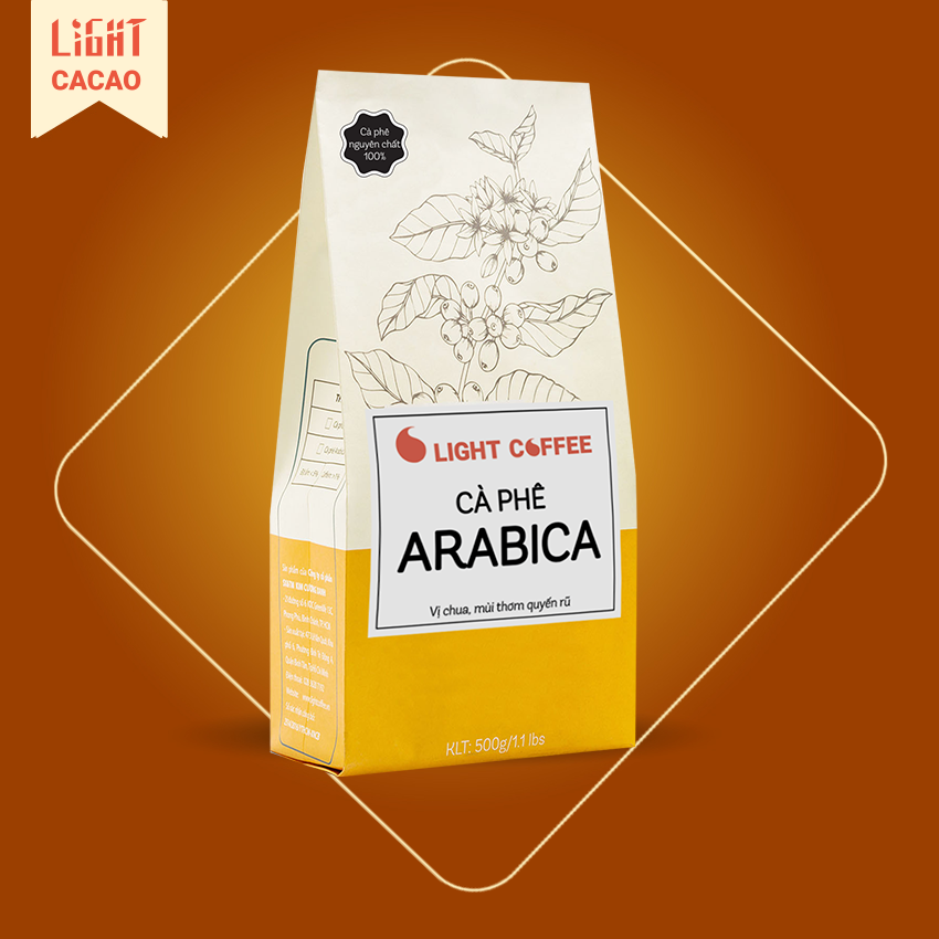 [HCM]Cà phê rang mộc Arabica Light Coffee Cafe rang xay nguyên chất thơm lâu vị chua thanh đắng nhẹ gói 500g