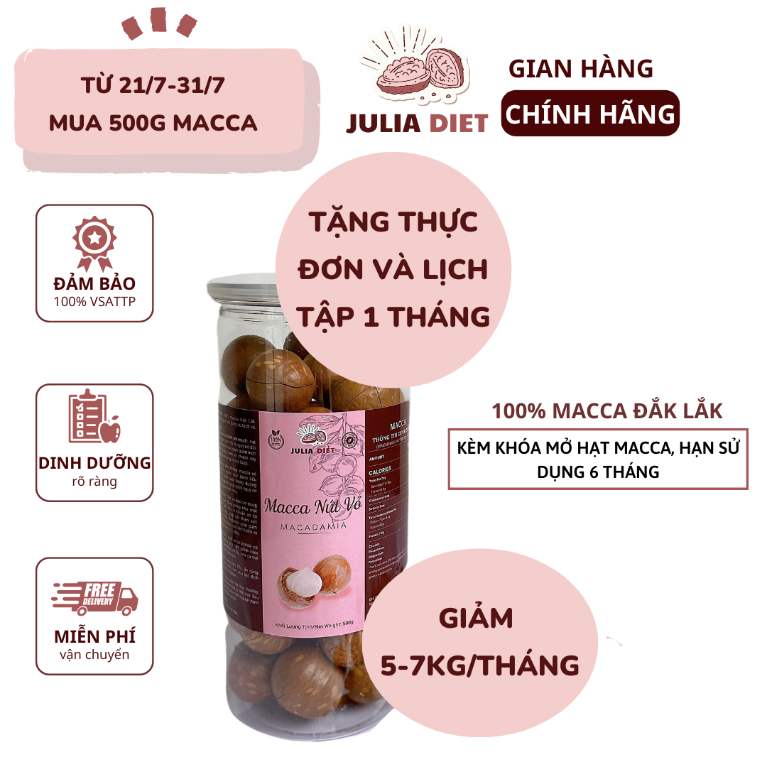 500g hạt macca đắk lắk nứt vỏ julia diet size đại tặng dụng cụ tách vỏ