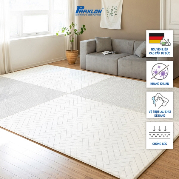 Thảm em bé parklon họa tiết đan xương cá cao cấp, êm ái, chống sốc, chống trượt, chính hãng hàn quốc 190cm x 130cm x 1.2cm