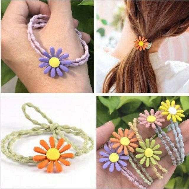 Dây chun buộc tóc hoa cúc daisy Hàn Quốc - Set 5 dây