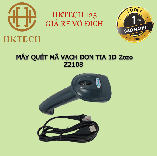 Máy quét mã vạch đơn tia các cửa hàng hay dùng Zozo Z2108, máy quét mã vach 1D