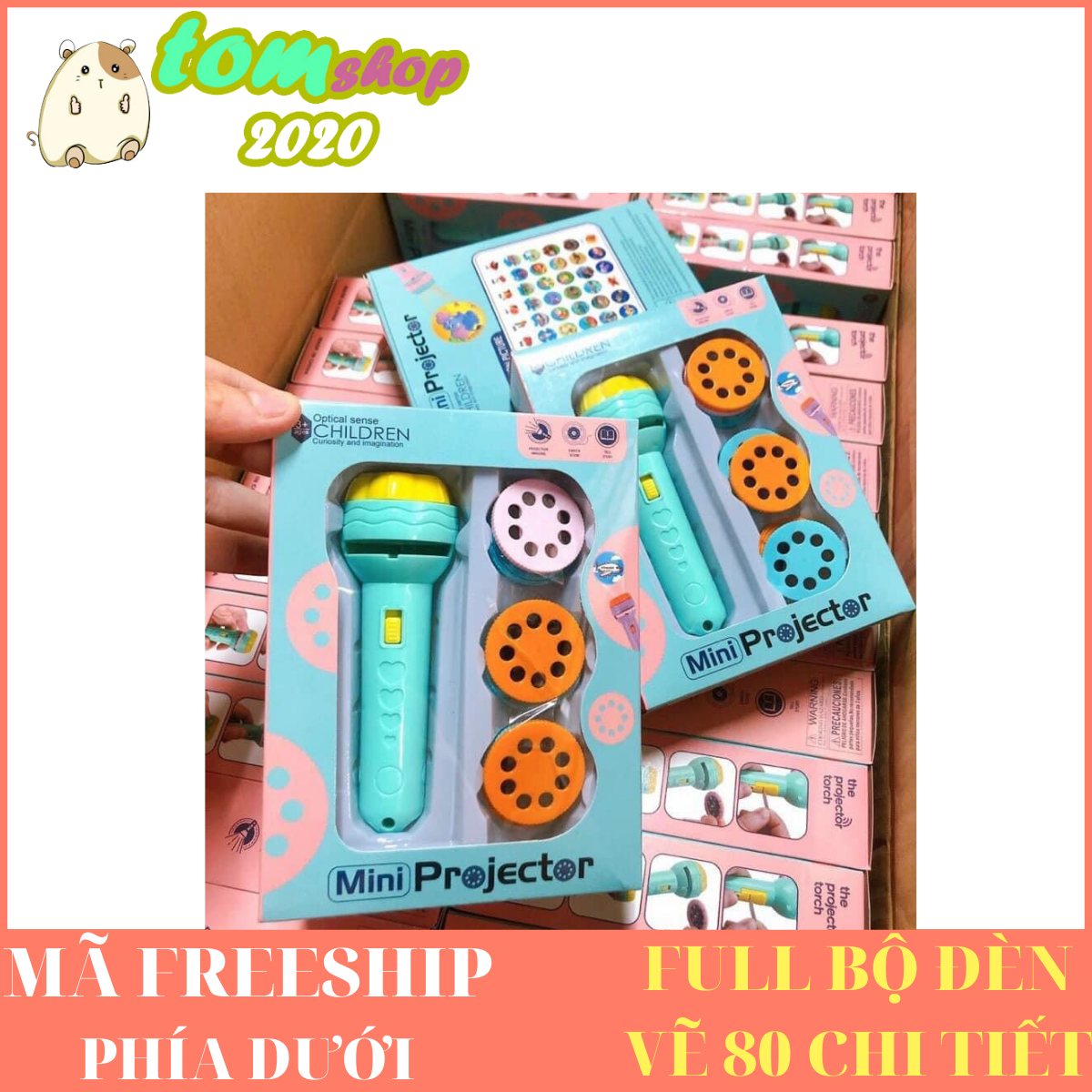 FULL BỘ- Đèn pin chiếu hình full bộ 80 hình cho bé thoả thích khám phá