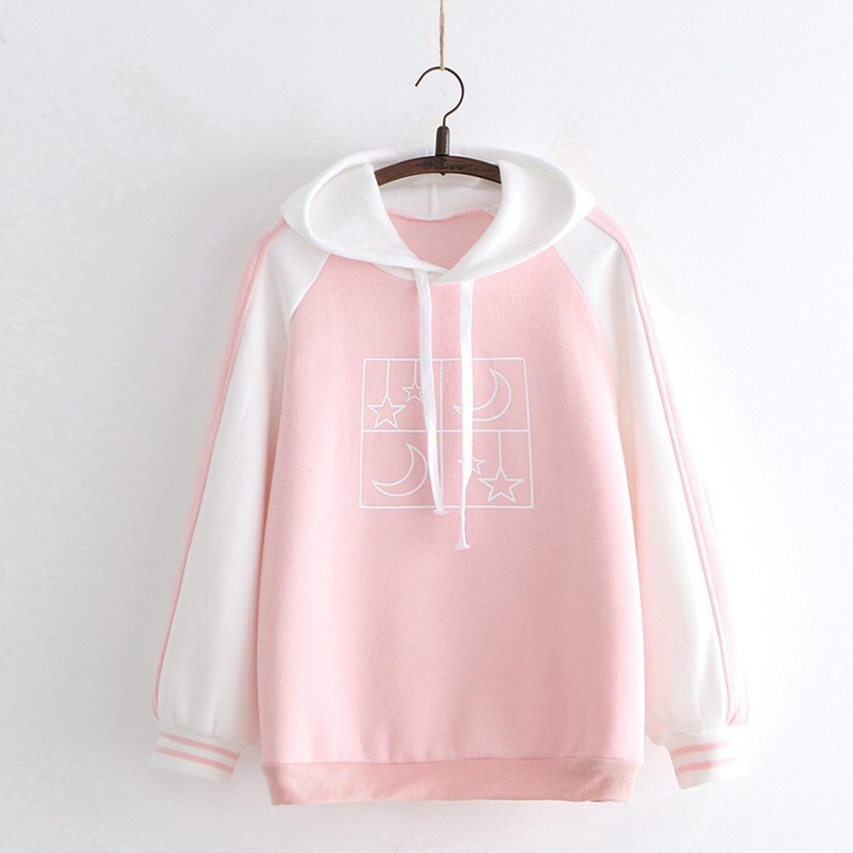 [Hoàn Tiền 15%] Áo Hoodie Nữ In Hình Ngôi Sao Siêu Kute CÓ 2 MÀU