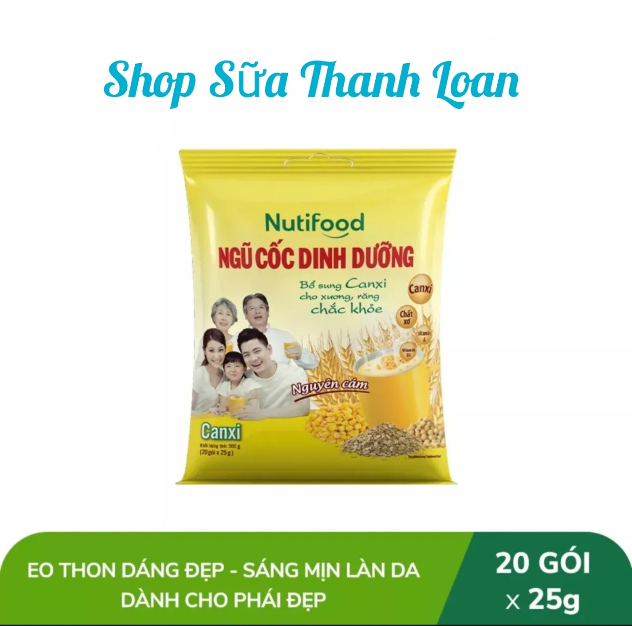 (HSD T4-2025) Ngũ Cốc Dinh Dưỡng Nguyên Cám NutiFood Bịch 500g.