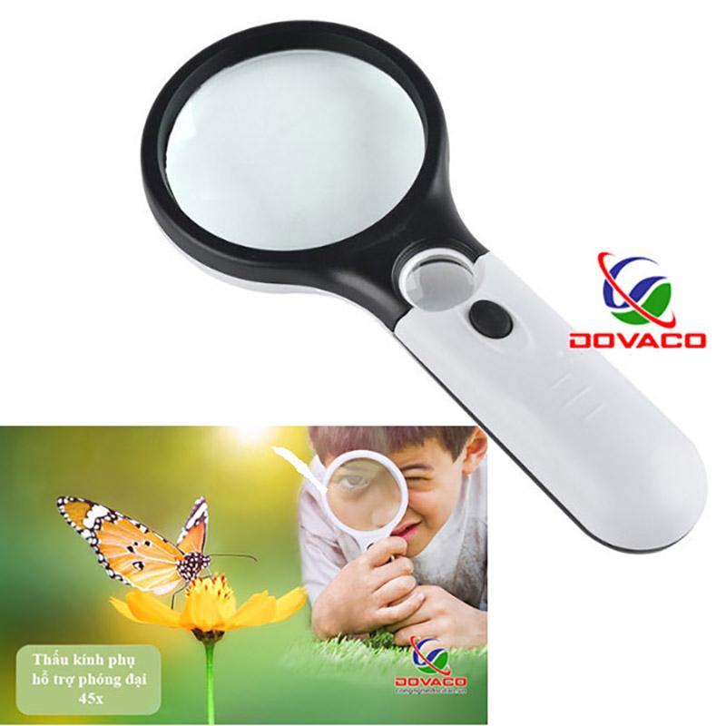 [HCM]Kính lúp cầm tay có đèn led 2 kính phóng đại 3X 45X GamoShop (Trắng phối đen)