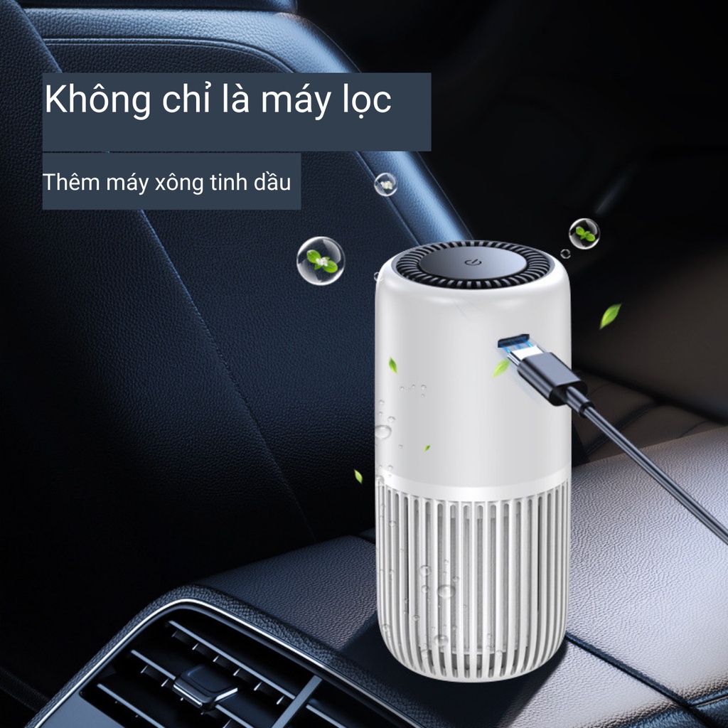 Máy lọc không khí ô tô, máy lọc không khí mini kết hợp sáp thơm khử mùi ô tô