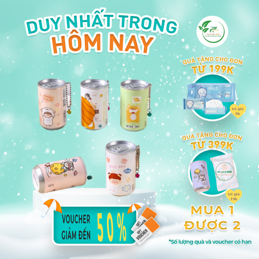 Khăn giấy ướt, khăn ướt dạng lon mini bỏ túi gồm 30 khăn trong 1 lon