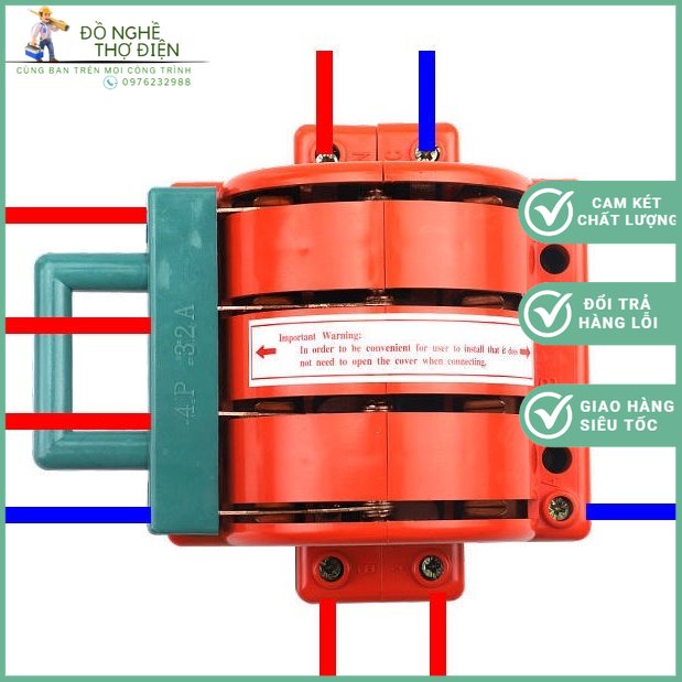Cầu dao đảo 3 pha 4 cực 63a -100a kích thước nhỏ gọn thuận tiện cho việc thi công lắp trong tủ điện gia đình