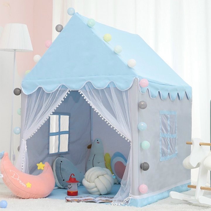 Lều Trẻ Em Hình Ngôi Nhà Đám Mây - Lều Hoàng tử Công Chúa XINH XẮN, Chất Liệu Vải Cotton, Độ Bền Cao, Khung Nhựa Cứng Cáp, Kích thước 130*0.9*100Cm, màu sắc tươi sáng cho bé làm Quà Tặng Sinh Nhật Ngôi Nhà Nhỏ Hình Hoa Cho Trẻ Em.