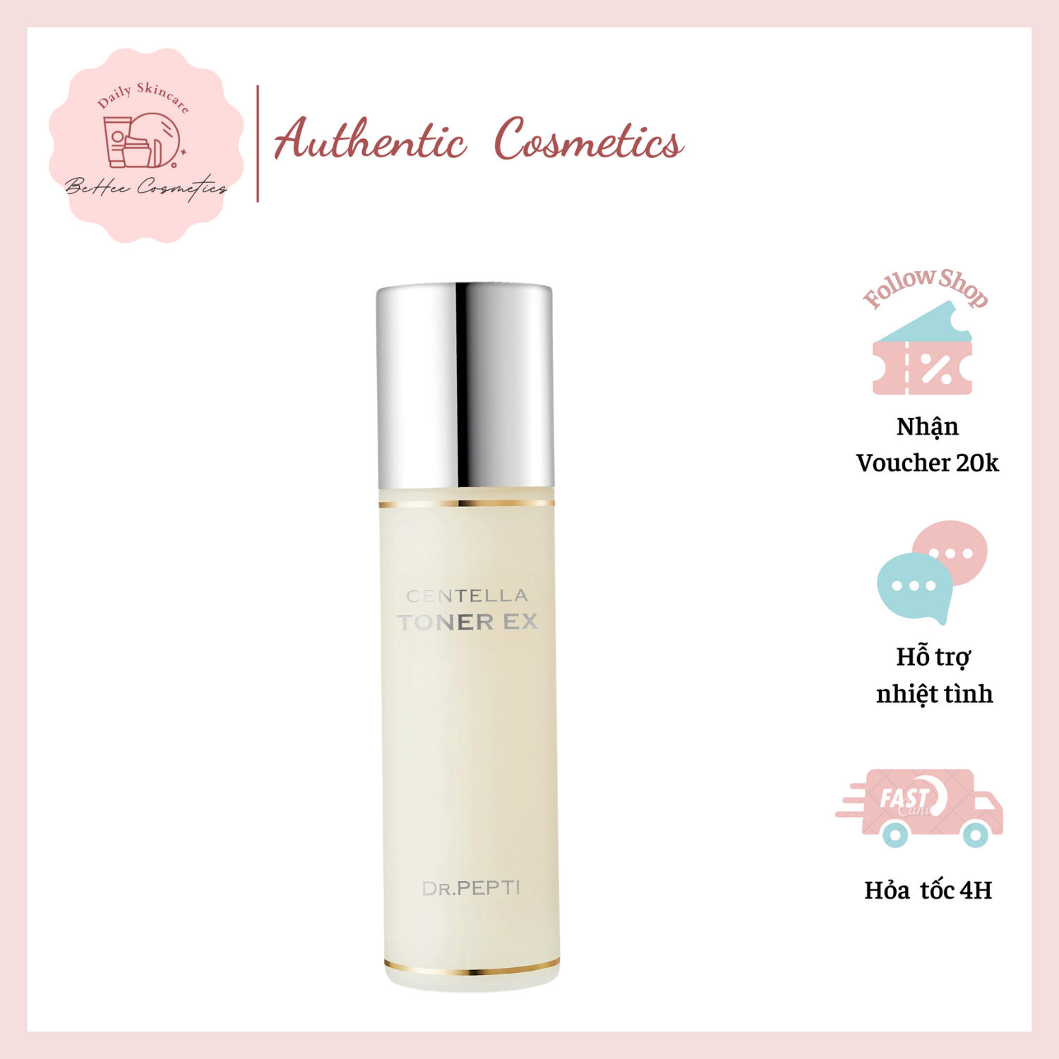 Bản mới - toner dưỡng ẩm căng bóng da dr pepti 180ml
