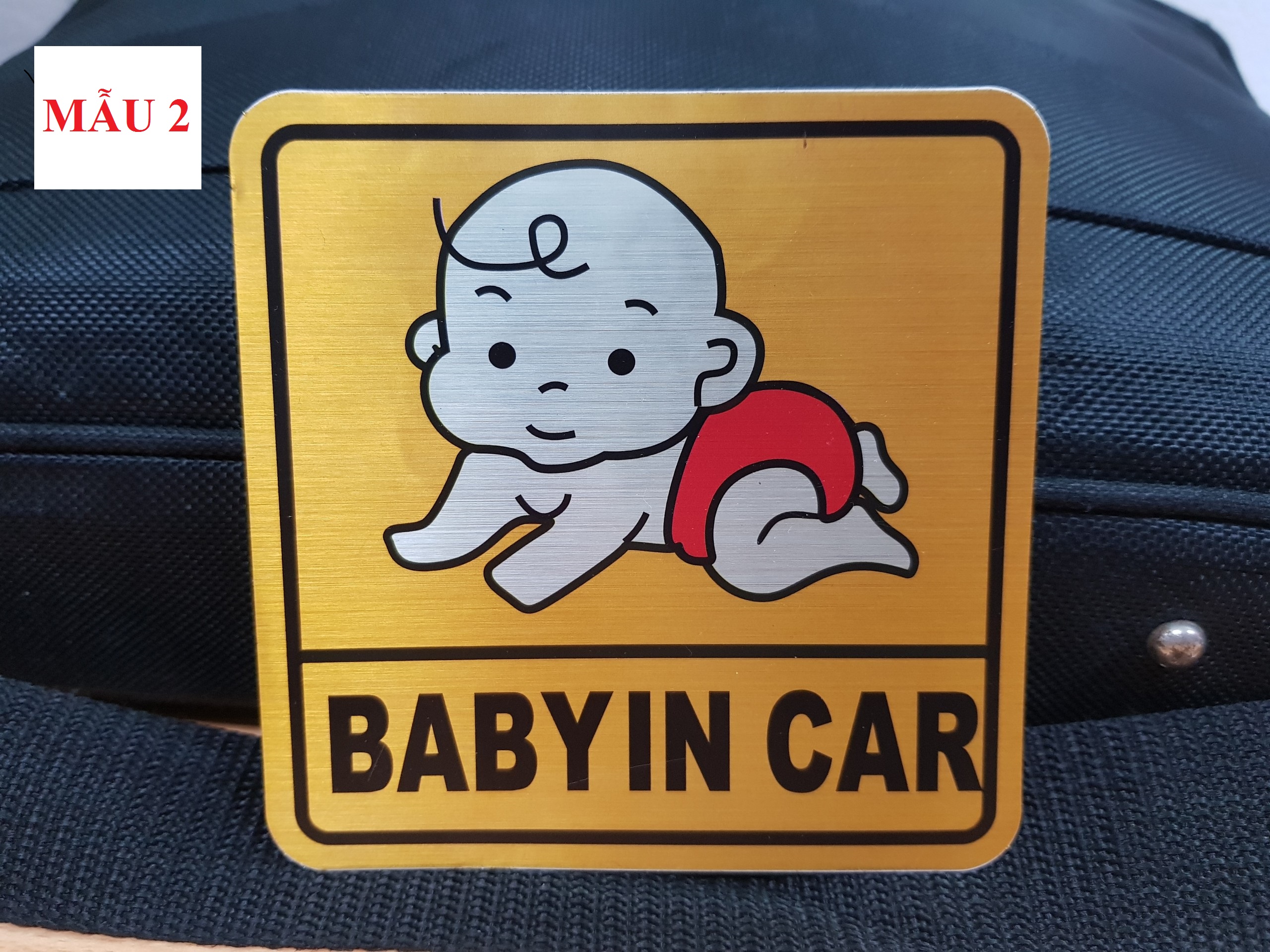 Tem Dán Ô Tô Vàng Đồng Phản Quang Cao Cấp Baby In Car