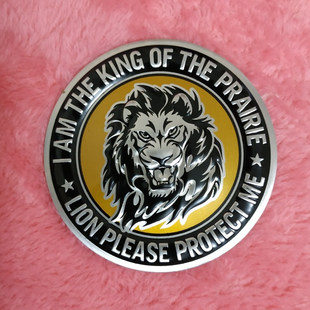 Logo Nhôm Dán Xe đầu Sư Tử tròn 7.5cm