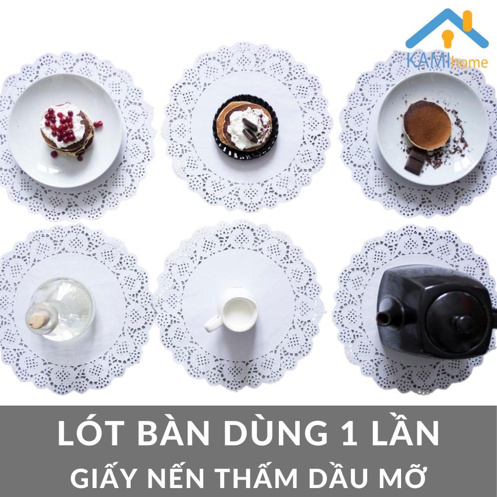 (Bộ 140 chiếc) Trải bàn ăn dùng 1 lần giấy nến có hoa văn và thấm dầu mỡ (Cỡ 22cm) mã 20056 (N1)