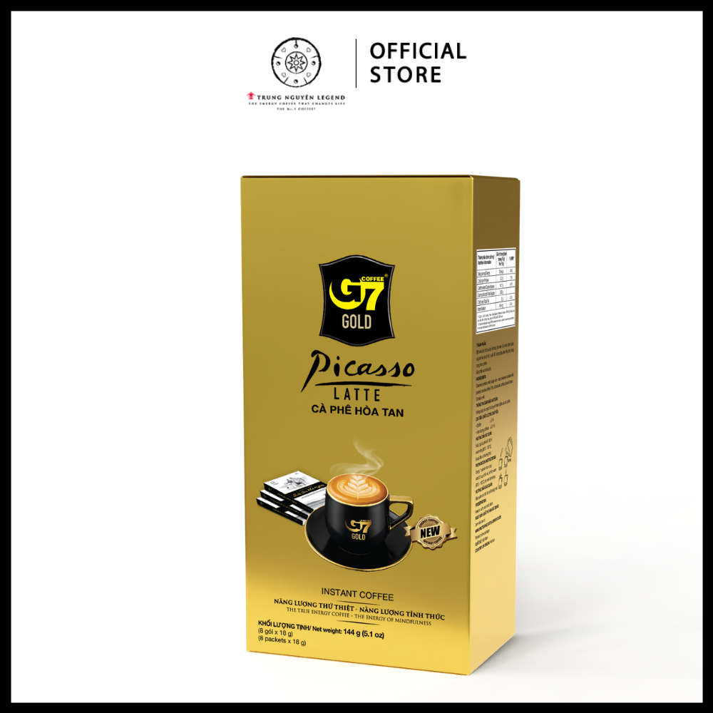 Trung Nguyên Legend - Cà phê sữa hòa tan G7 Gold Picasso Latte - Hộp 8 gói x 18gr