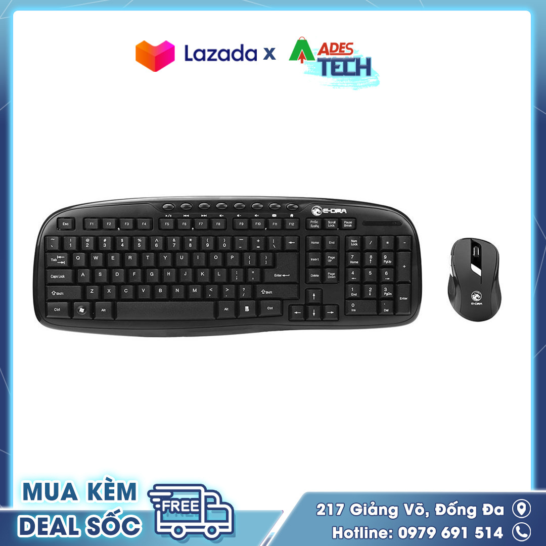 Bộ bàn phím chuột Không dây EDra Optica Wireless EC888BK