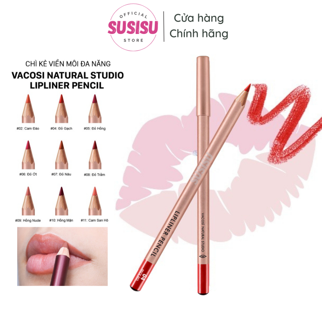 Chì kẻ môi Vacosi Natural Studio LipLiner Pencil bút định hình viền môi bền màu