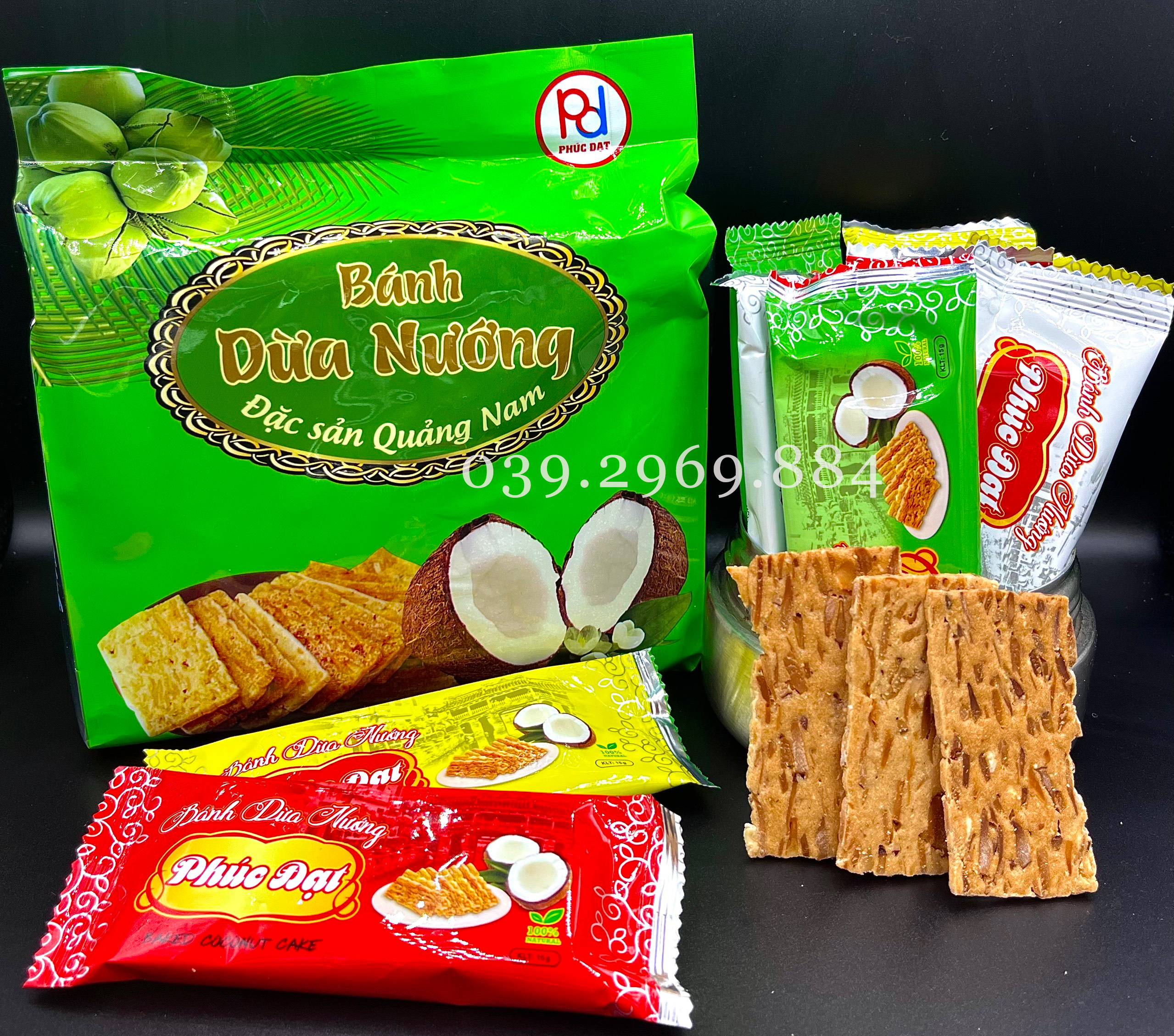 Bánh dừa nướng Phúc Đạt gói 180g - đặc sản Quảng Nam - đồ ăn vặt