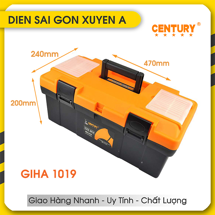 Thùng đựng đồ nghề, thùng đựng dụng cụ size lớn Century Giha 1019 - ĐIỆN SÀI GÒN XUYÊN Á