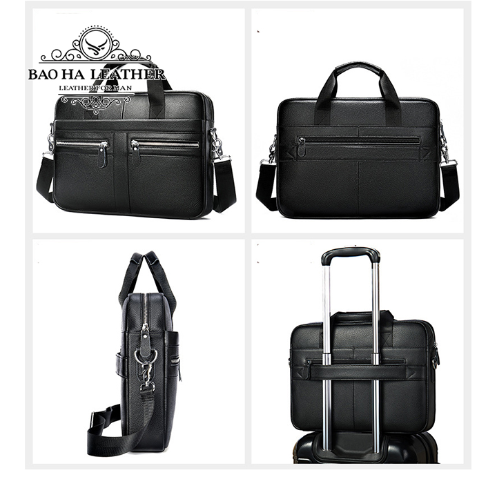 Cặp công sở nam MARRANT BHM2099 Da bò thật, vừa laptop 14inch, có khe cài vali