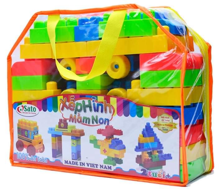 Bộ xếp hình mầm non 72 chi tiết đồ chơi an toàn SATO