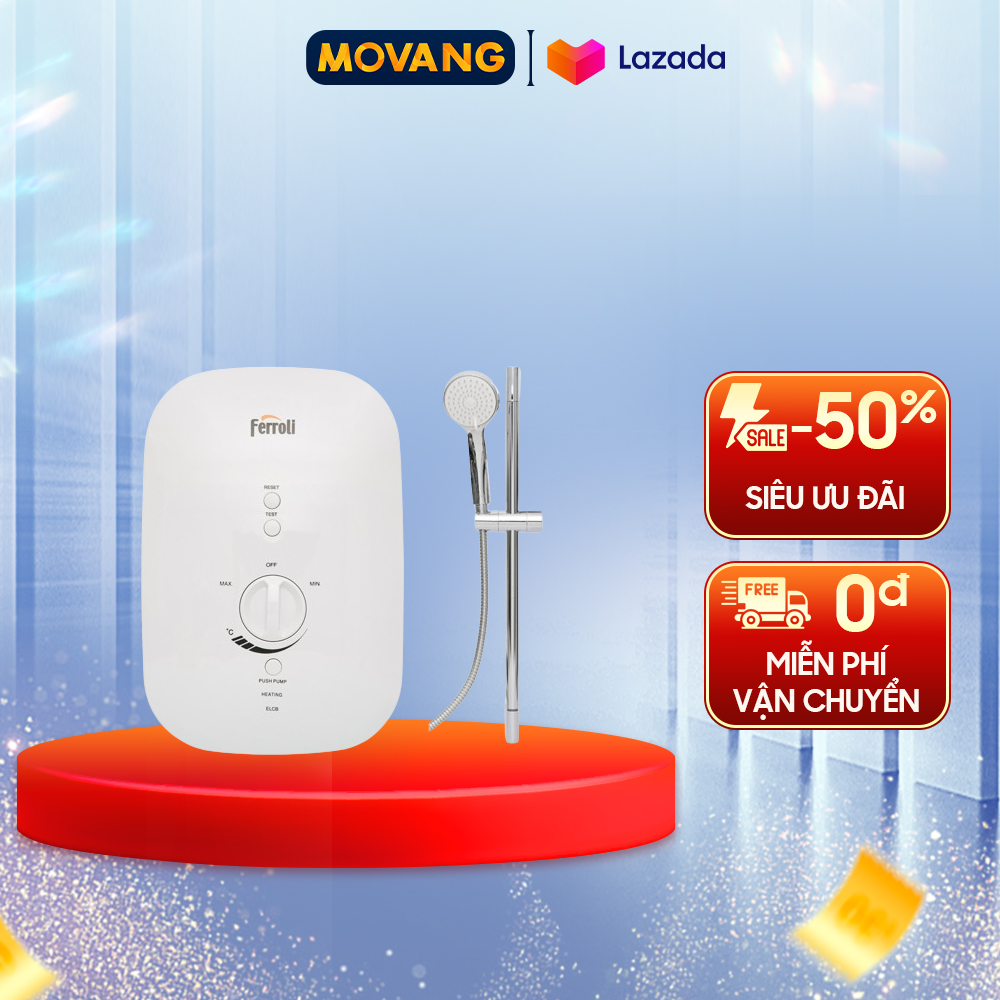 [GIAO TẠI HCM] - Máy nước nóng Ferroli Divo SSP 4.5S -Công suất làm nóng: 4500W Nhiệt độ tối đa: 55 độ C Hệ thống an toàn TBSE