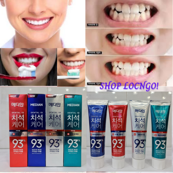 [Freeship]Kem Đánh Răng  HQ-MEDIAN-Làm trắng răng gấp 5 lần-120g Nhật Bản (Màu trắng-đỏ-xanh) by Shop LocNgo