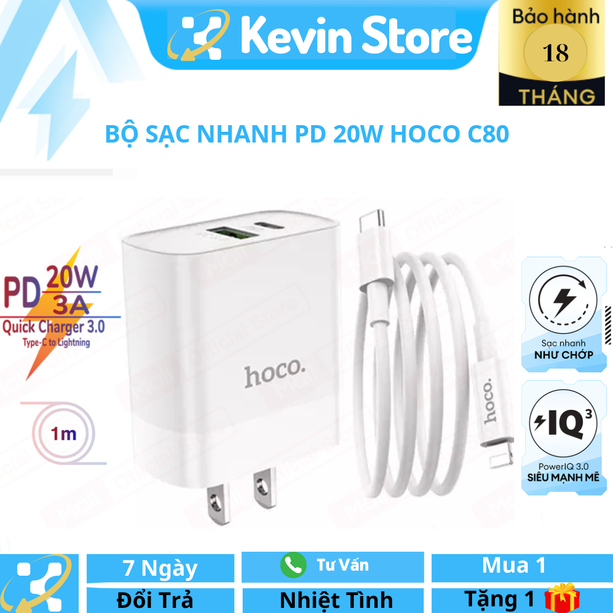 Bộ sạc nhanh pd 20w hoco c80/c80a tiêu chuẩn 2 cổng sạc nhanh 3a ,cốc sạc nhanh 20w hoco c80 qc 3.0 2 cổng usb và type c giúp sạc nhanh chóng, an toàn, tiện lợi.