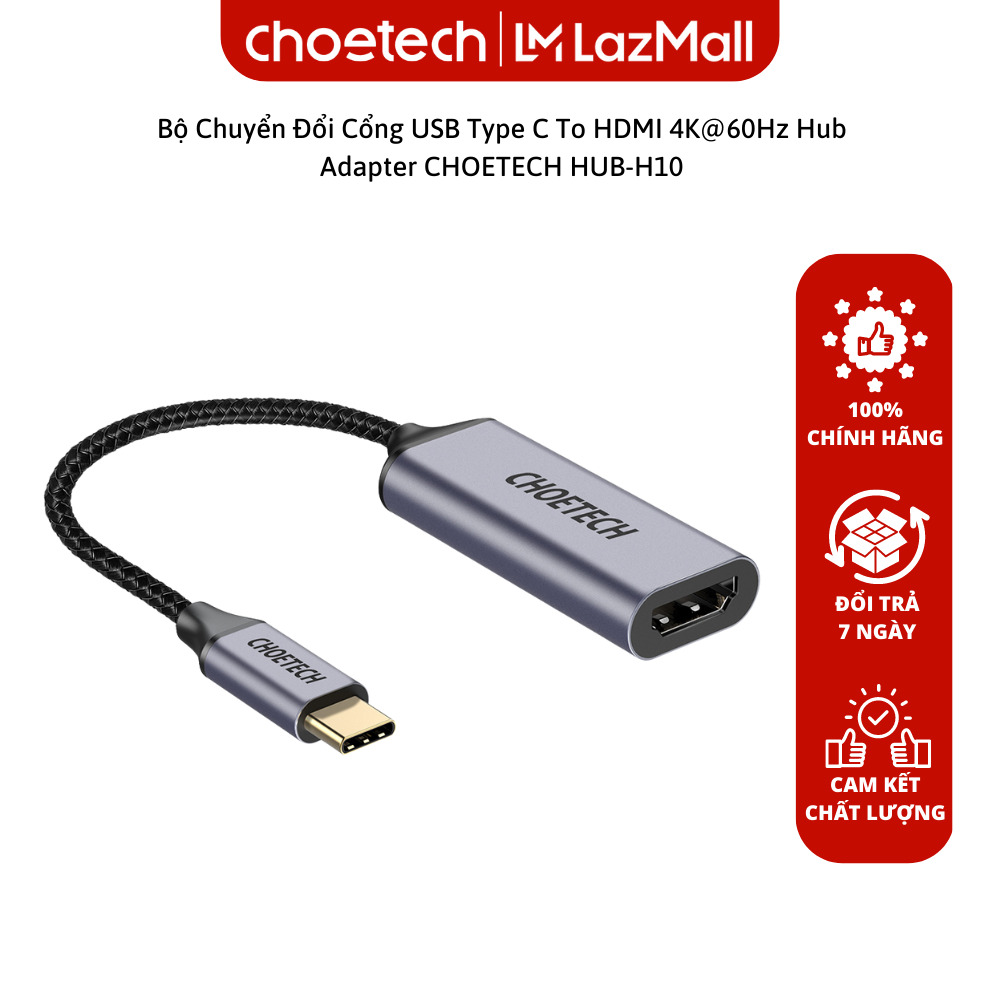 Hub chuyển đổi Type C sang HDMI 4K 60Hz, 1080P Choetech HUB-H10 hàng chính