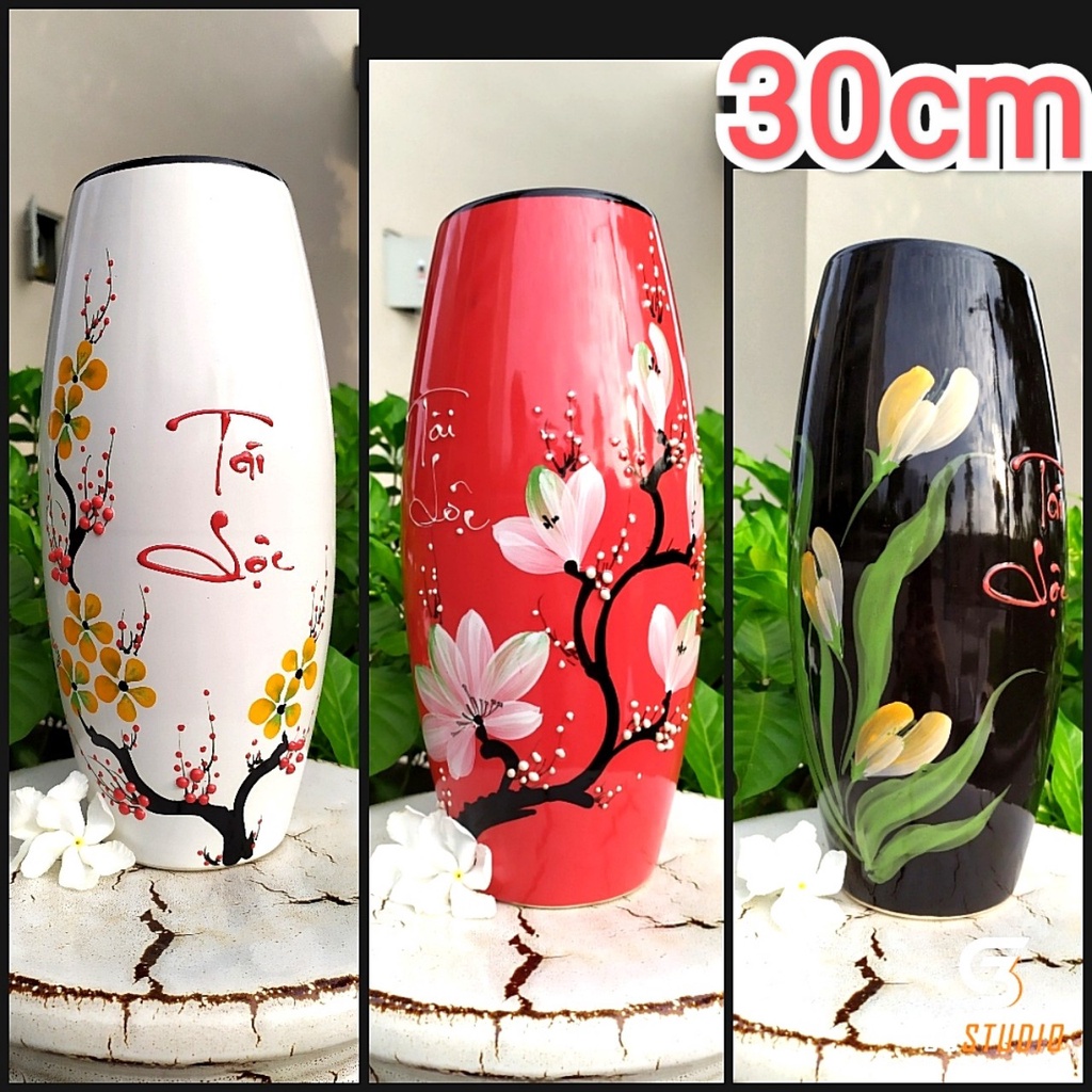 Bình hoa gốm sứ cao 26cm-30cm Bát Tràng cao cấp