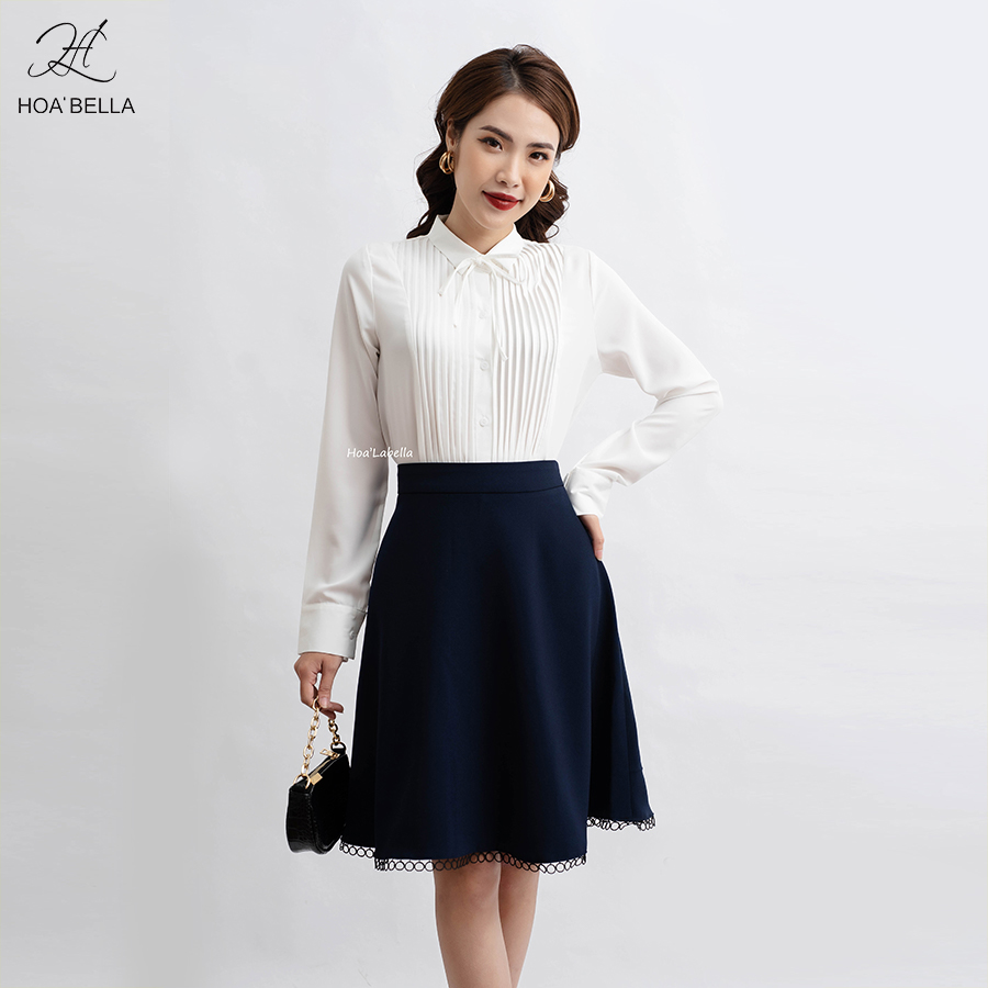 Chân váy xòe phối ren hoabella cv81200