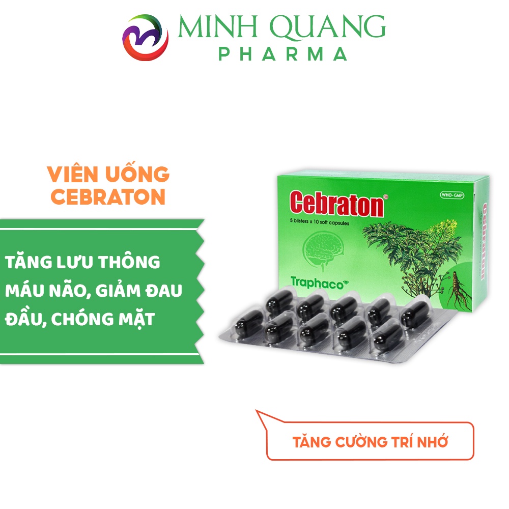 Hoạt huyết dưỡng não cebraton traphaco bổ não, tăng cường trí nhớ hộp 50 viên