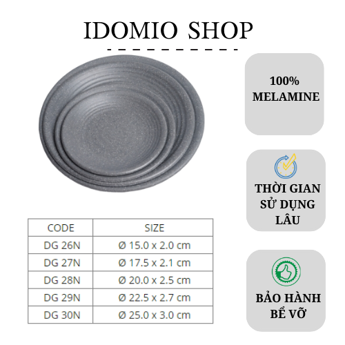Dĩa Nhựa Gấn Nhám Xám Nhiều Size