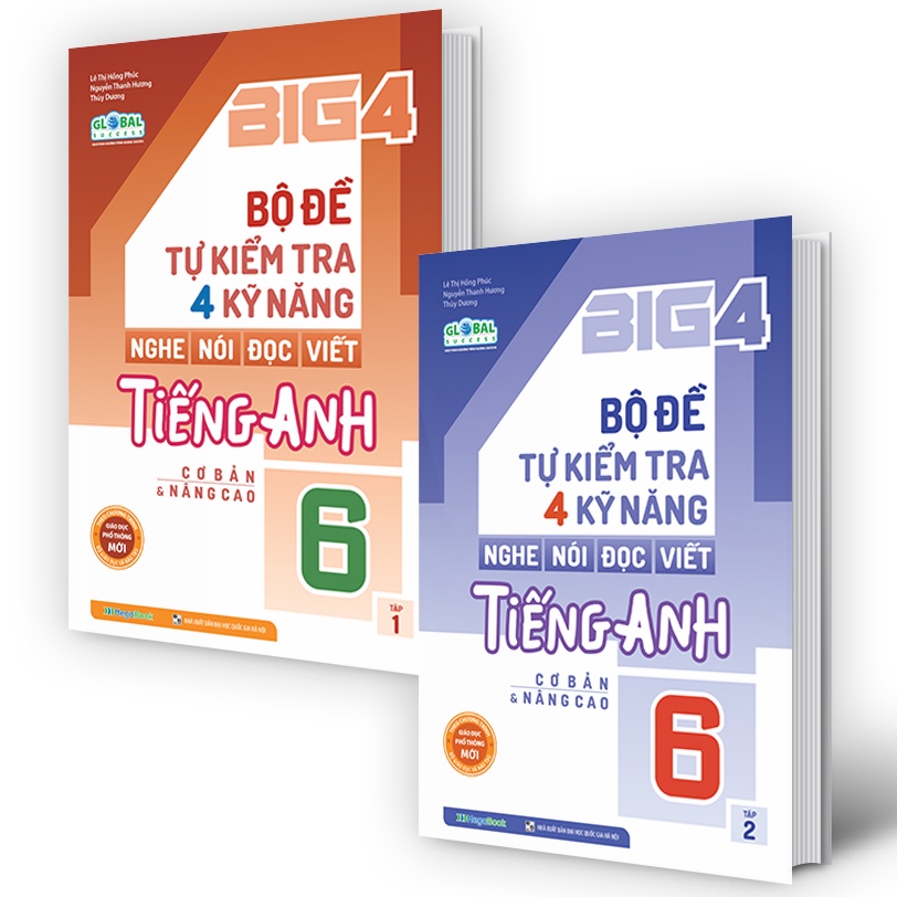 Sách combo big 4 bộ đề tự kiểm tra 4 kỹ năng nghe - nói - đọc - viết tiếng anh lớp 6