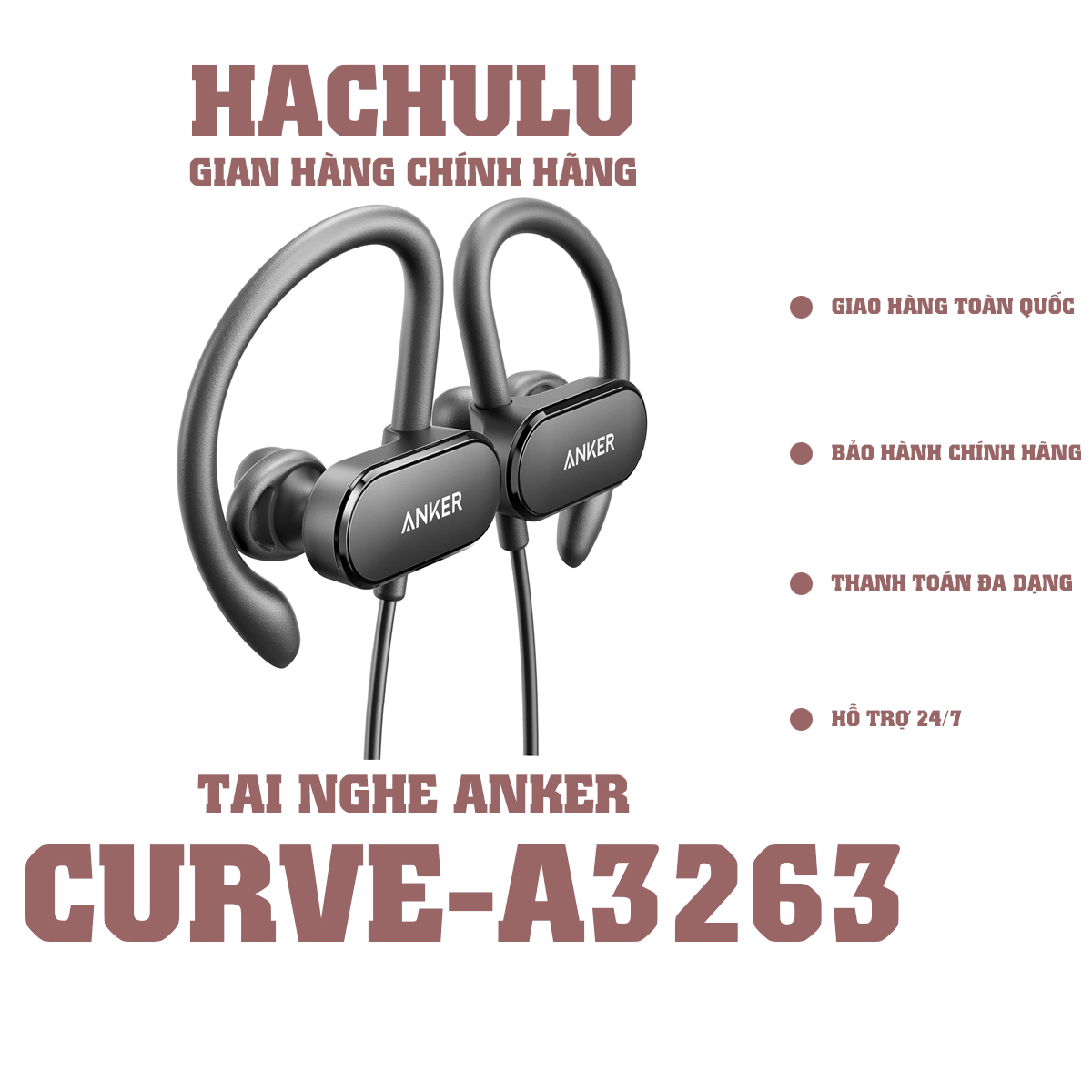 Tai nghe bluetooth soundcore soundbuds curve - a3411 - chống nước ipx7, nghe nhạc liên tục 18 giờ - hàng chính hãng