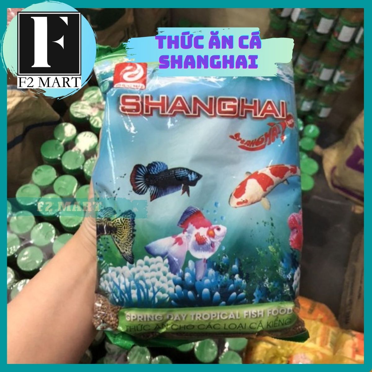 Thức Ăn Cho Cá Cảnh ShangHai loại hạt nhỏ, hạt trung 500g - Cám Cá Cảnh