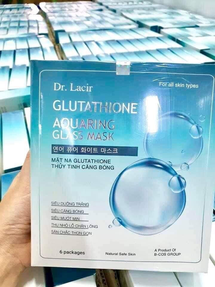 Hộp 6 miếng mặt nạ thủy tinh Glutathione Aquaring glass mask Dr. Lacir- tặng 1 son collagen