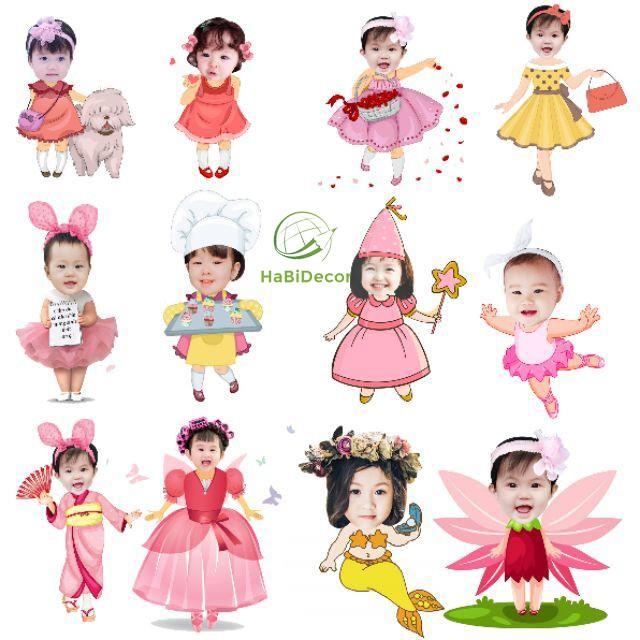 Hot-selling household goods Thiết kế hình Chibi trang trí tiệc sinh nhật happy birthday thôi nôi đầy tháng theo yêu cầu cho bé trai bé gái TK01