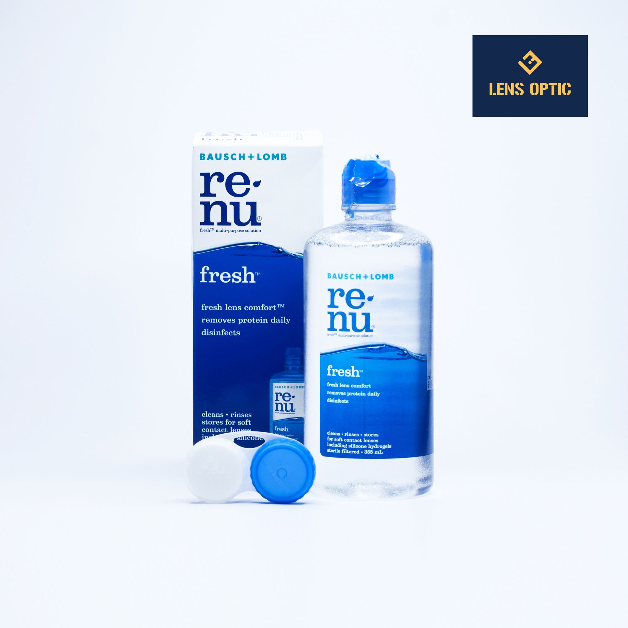 Nước ngâm kính áp tròng mềm Renu-Bausch Lomb, nước rửa lens 355ml - Lens Optic
