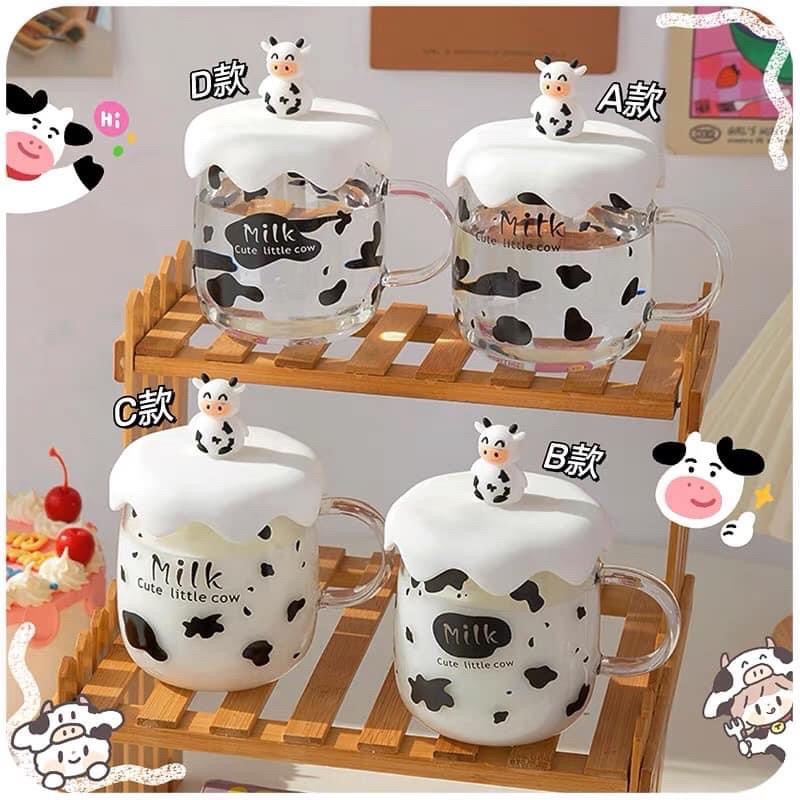 Cốc ly bò sữa thủy tinh 450ml siêu cute