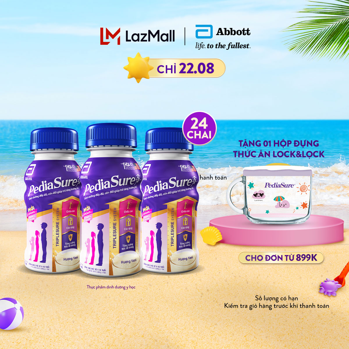 (CHỈ 22.8 TẶNG HỘP ĐỰNG THỨC ĂN CHO ĐH 899K-SLCH) Thùng 24 chai sữa nước Pediasure Vanilla 237ml Dành cho trẻ biếng ăn từ 1 đến 10 tuổi Bổ sung dinh dưỡng Tăng cường hệ miễn Dịch Hương vị thơm ngon