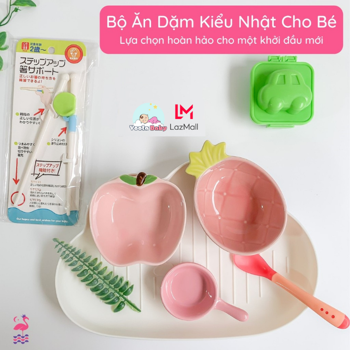 Combo bát ăn dặm gốm sứ hình thù ngộ nghĩnh cho bé, Bộ Dụng Cụ Ăn Dặm Kiểu Nhật - Đồ Dùng BLW Baby Led Weaning Cho Bé