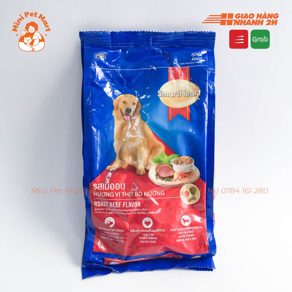 Thức ăn hạt khô cho chó trưởng thành smartheart 400g - vị thịt bò nướng