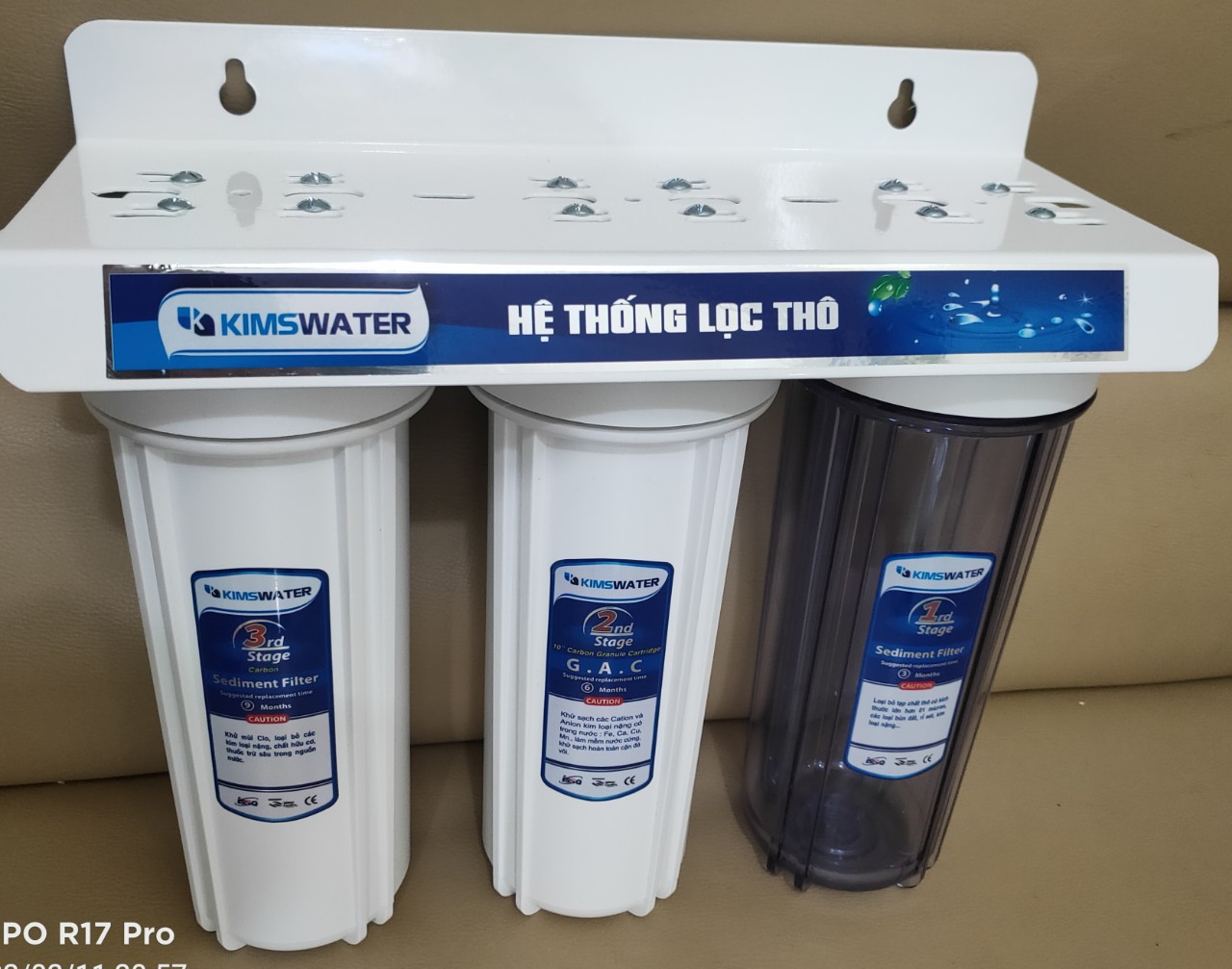 Bộ lọc thô Kimsa, bộ 3 cốc, lọc đầu nguồn không lõi